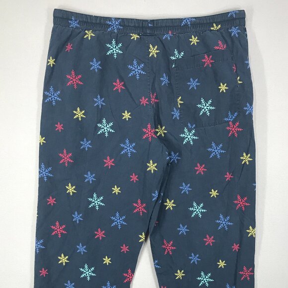 Gap Pants Men's Medium Blue Snowflakes Pull On Lounge Pajama Drawstring Pockets - Picture 4 of 12